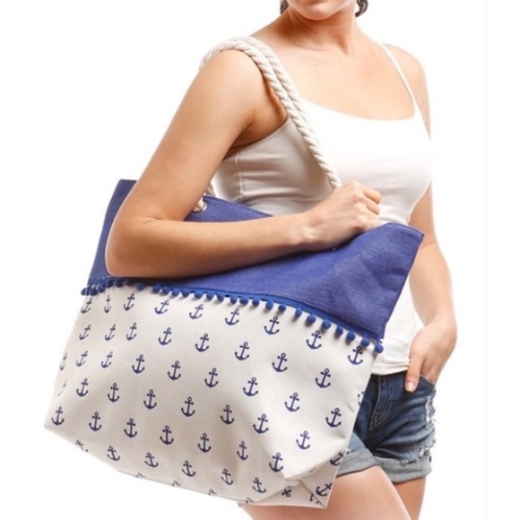 Glamvault Handbags - Anchor Pom Pom // Sail to Sea Totes